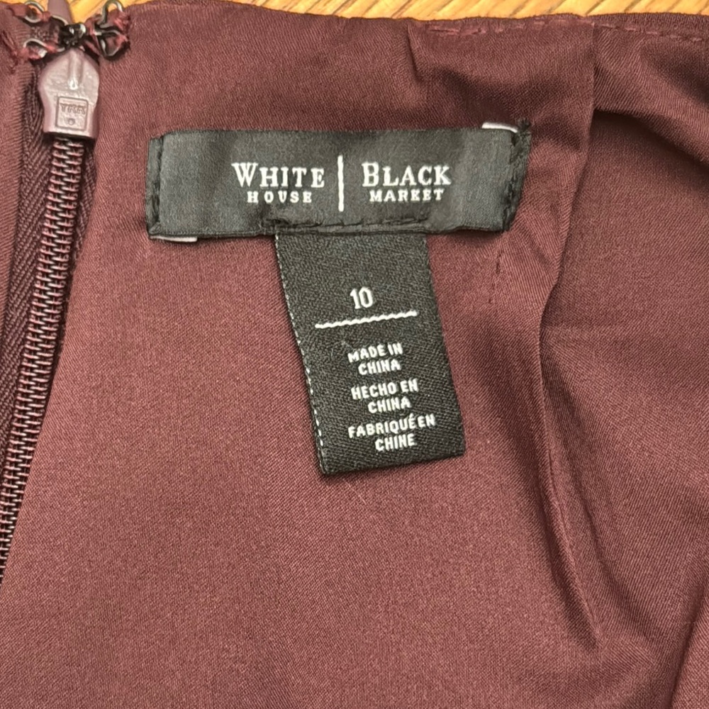 White House Black Market Burgundy Pencil Skirt Size 10 - Picture 3 of 10